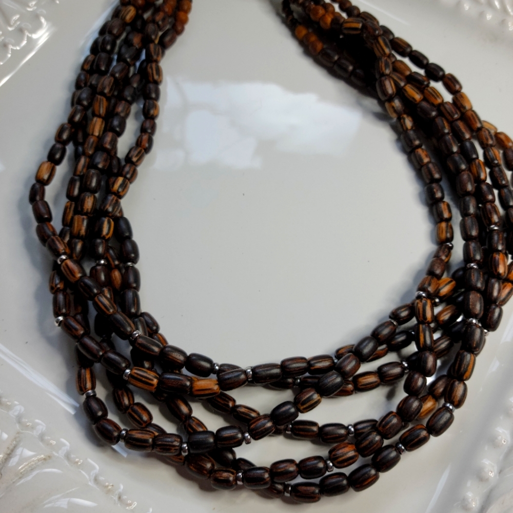Multi Strand Wood Necklace